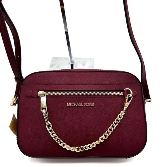 MICHAEL KORS LARGE EW ZIP CHAIN CROSSBODY BAG DARK CHERRY (NWT) - Picture 4 of 11
